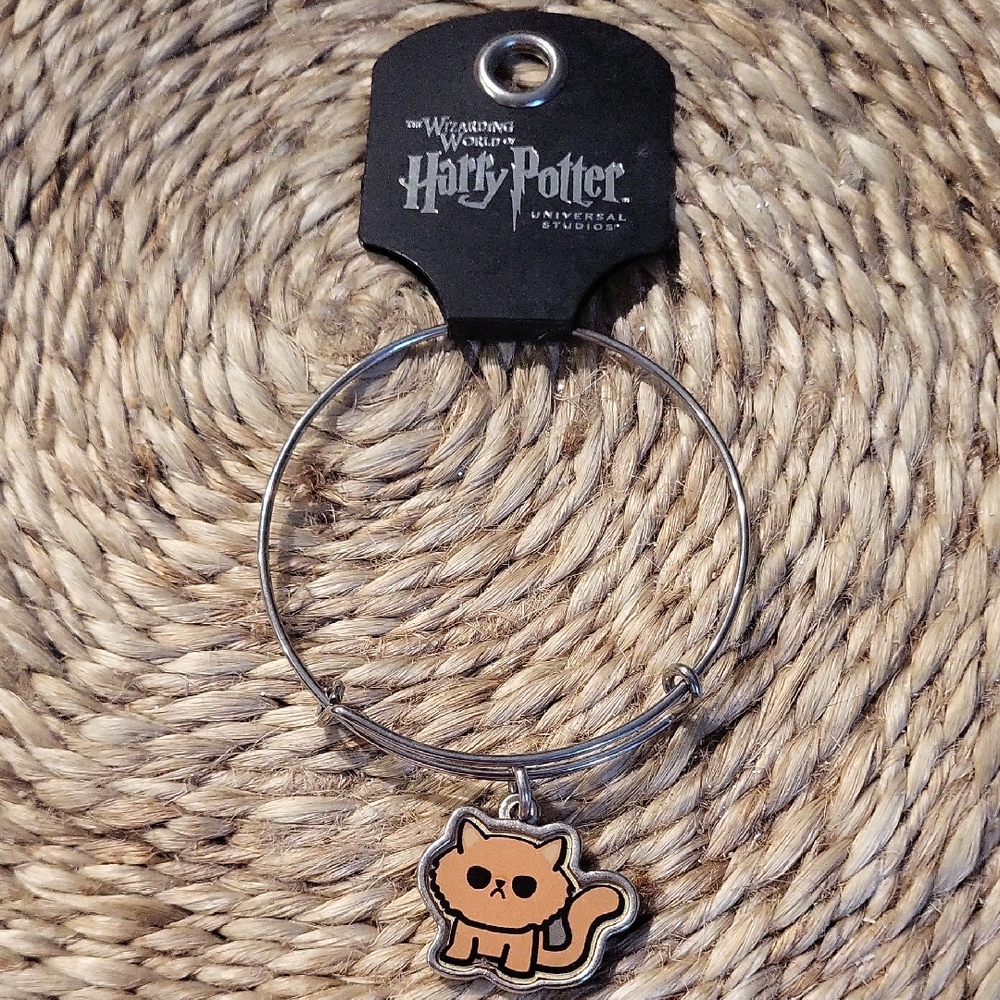 Universal Silver Bracelet with Orange Cat Charm